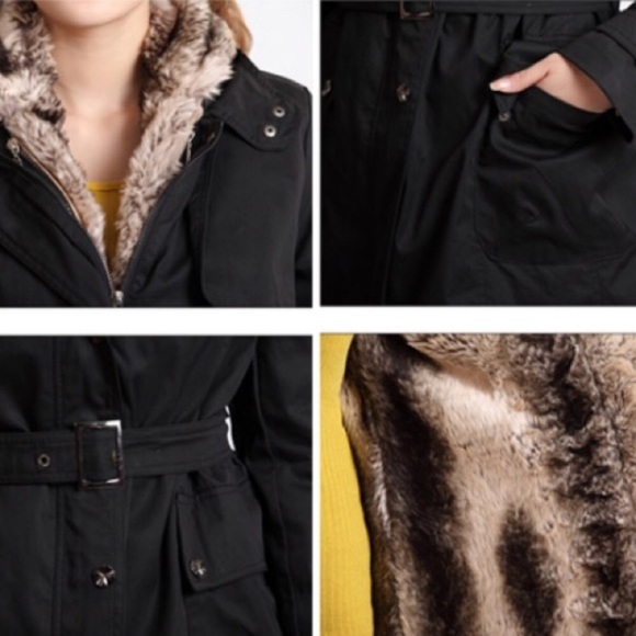 Black coat with Faux Fur Lining - Picture 2 of 5